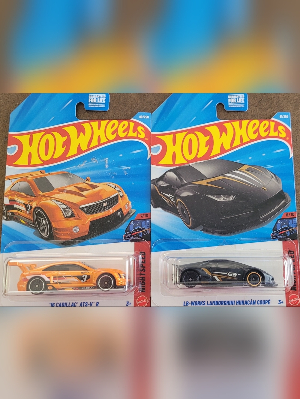 Mattel Hot Wheels Orange Cadillac & Black Lamborghini Bundle.